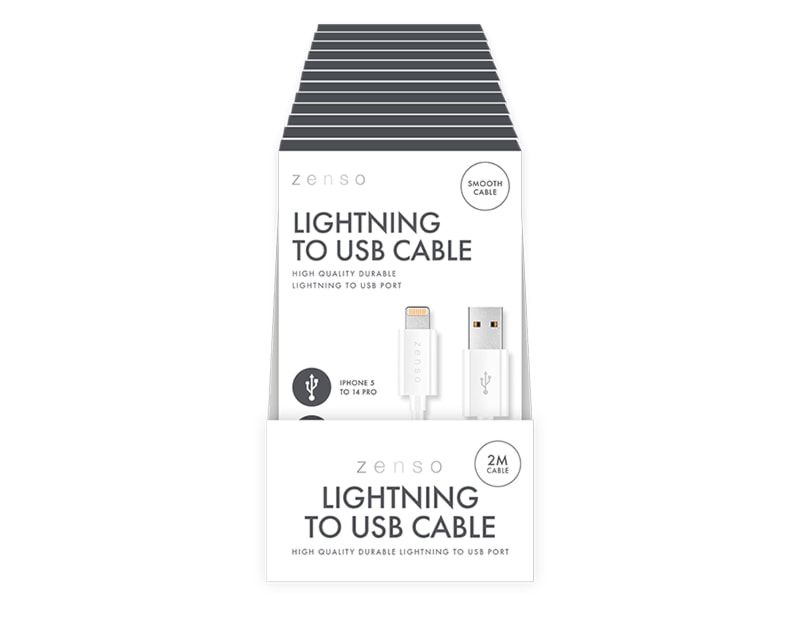 Wholesale White Lightning to USB 2M Cable CDU