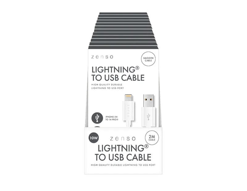 Wholesale White Lightning to USB 2M Cable CDU Wholesale White Lightning to USB 2M Cable CDU