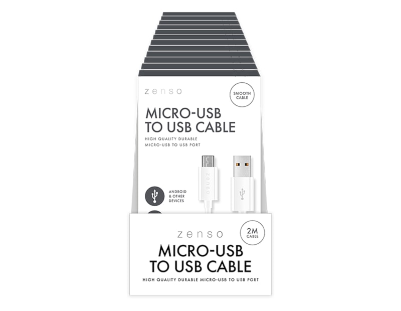 Wholesale White Micro to USB 2M Cable CDU