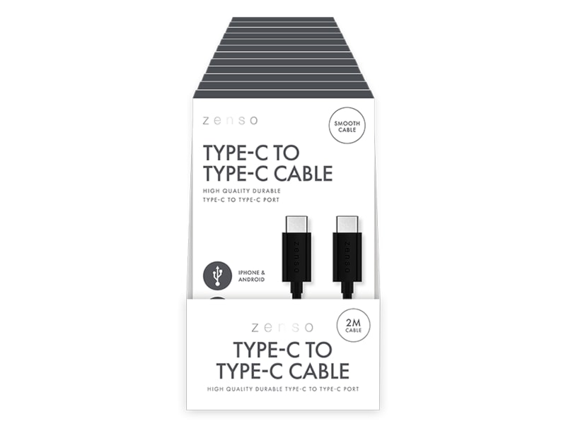 Wholesale Black Type-C to Type-C 2M Cable CDU Wholesale Black Type-C to Type-C 2M Cable CDU