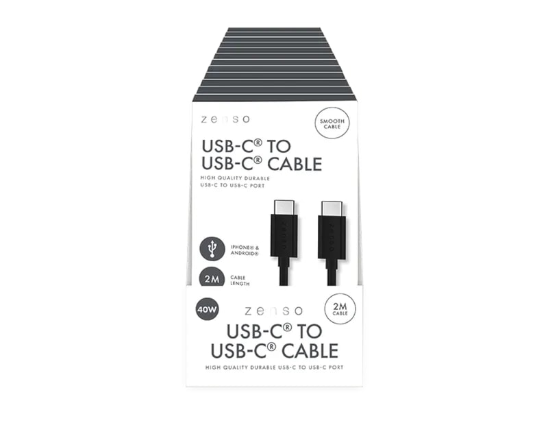 Wholesale Black Type-C to Type-C 2M Cable CDU Wholesale Black Type-C to Type-C 2M Cable CDU