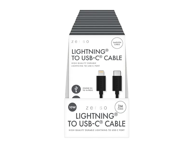 Wholesale Black Lightning to Type-C 2M Cable CDU Wholesale Black Lightning to Type-C 2M Cable CDU
