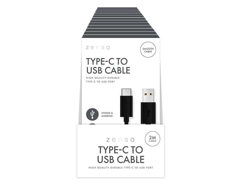 Wholesale Black Type-C to USB 2M Cable CDU Wholesale Black Type-C to USB 2M Cable CDU