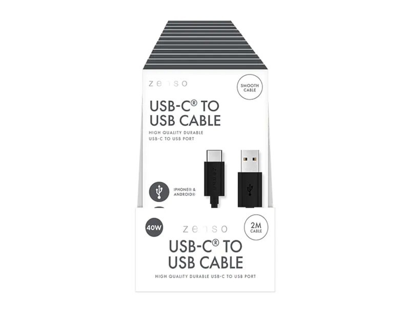 Wholesale Black Type-C to USB 2M Cable CDU Wholesale Black Type-C to USB 2M Cable CDU