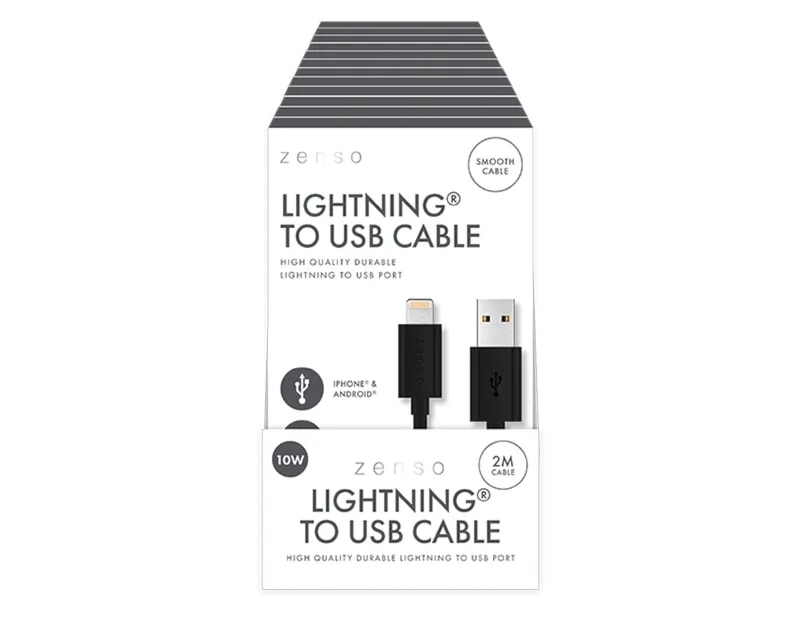 Wholesale Black Lightning to USB 2M Cable CDU Wholesale Black Lightning to USB 2M Cable CDU