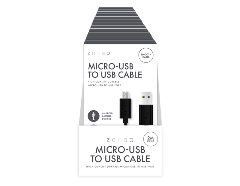 Wholesale Black Micro to USB 2M Cable CDU Wholesale Black Micro to USB 2M Cable CDU
