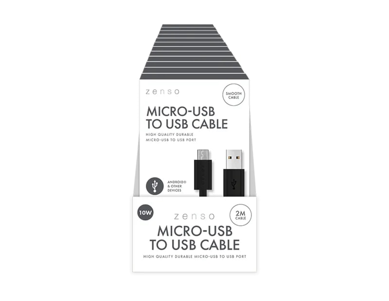 Wholesale Black Micro to USB 2M Cable CDU Wholesale Black Micro to USB 2M Cable CDU