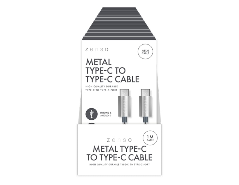 Wholesale Metal Type-C to Type-C Charge/Sync 1M Cable CDU Wholesale Metal Type-C to Type-C Charge/Sync 1M Cable CDU