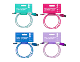 Wholesale Lightning to Type-C Light Up Charging Cable 1M