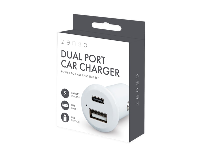 Wholesale USB/ Type-C Dual Port Car Charger Wholesale USB/ Type-C Dual Port Car Charger