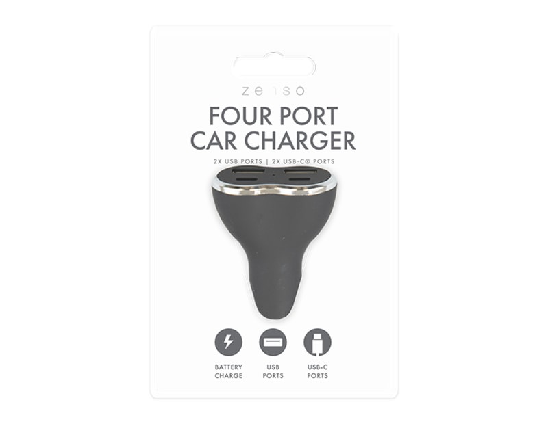 Wholesale USB/ Type-C Four Port Car Charger Wholesale USB/ Type-C Four Port Car Charger