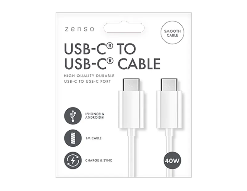 Wholesale White Type C to Type C cable 1M