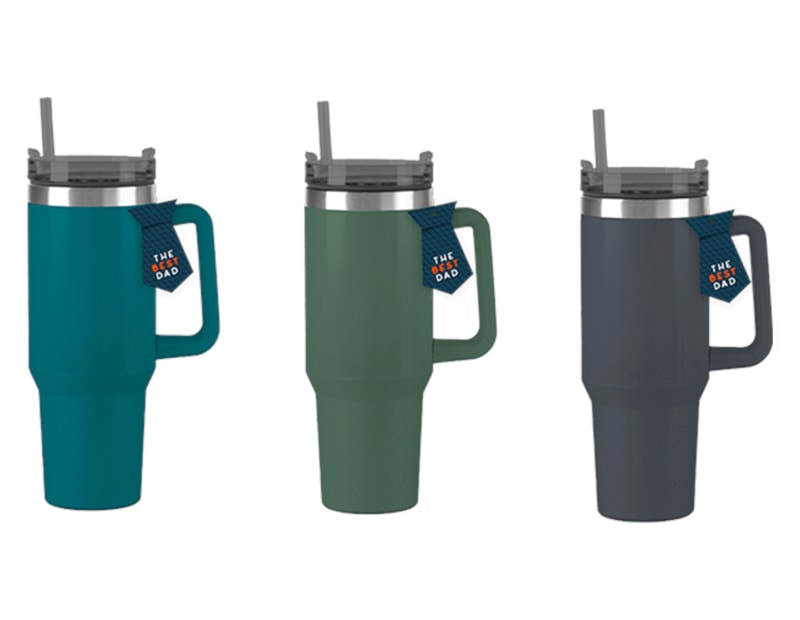 Wholesale Father's Day Double Walled Tumbler With Straw And Handle 1100ML Wholesale Father's Day Double Walled Tumbler With Straw And Handle 1100ML