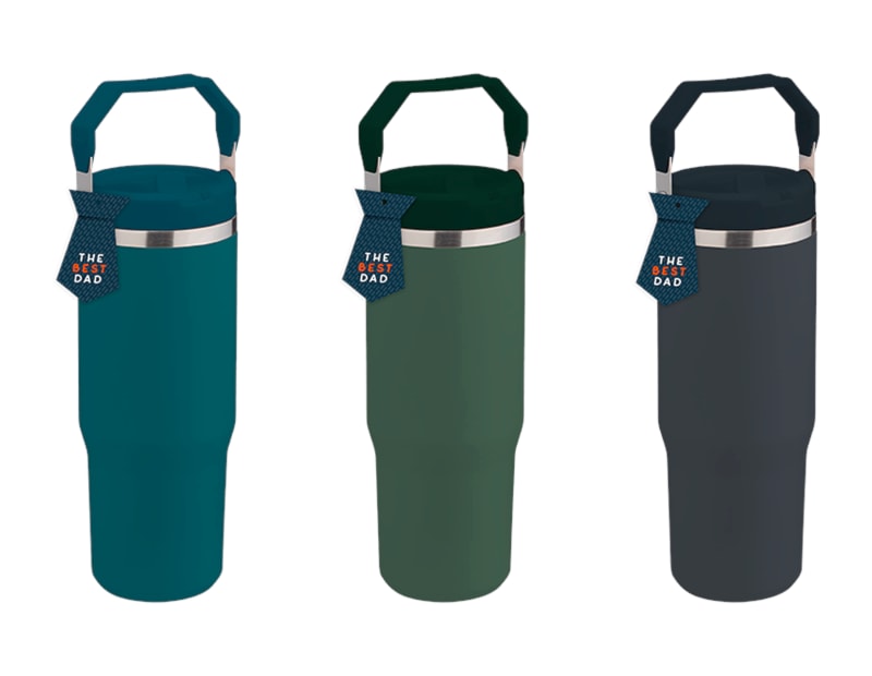 Wholesale Father's Day Double Walled Tumbler With Flip Straw And Handle 890ML