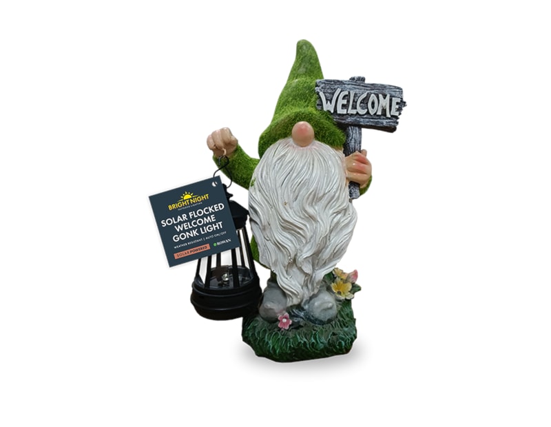 Wholesale Flocked Welcome Gonk Solar Light 27cm Wholesale Flocked Welcome Gonk Solar Light 27cm