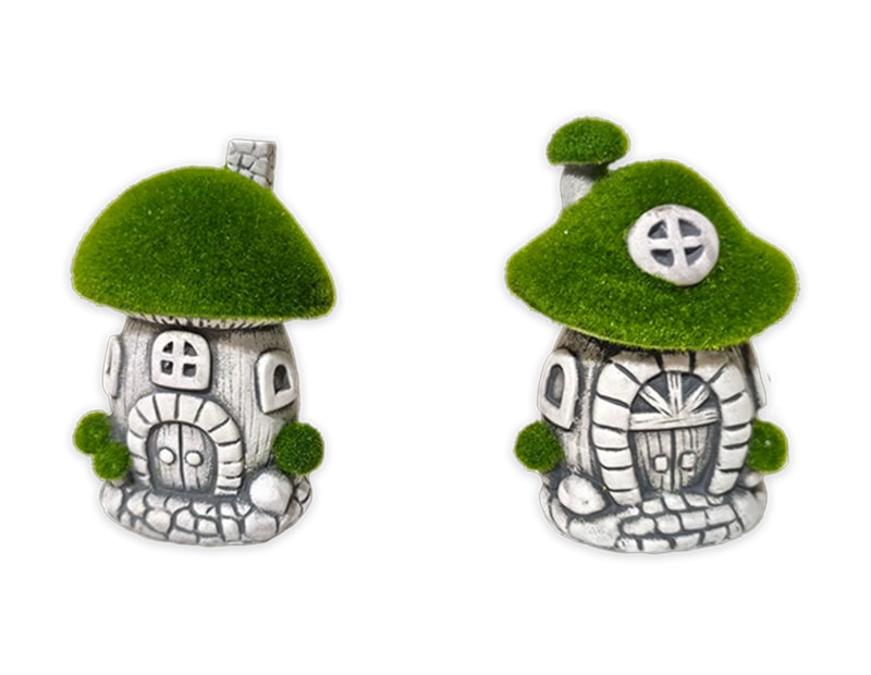 Wholesale Flocked Mushroom House 13cm Wholesale Flocked Mushroom House 13cm