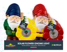 Wholesale Gnome with Flower Solar Light 15cm CDU Wholesale Gnome with Flower Solar Light 15cm CDU