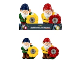 Wholesale Gnome with Flower Solar Light 15cm CDU Wholesale Gnome with Flower Solar Light 15cm CDU