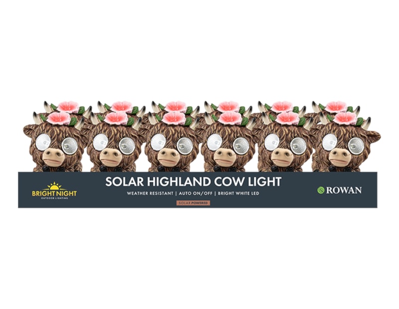 Wholesale Highland Cow Solar Light 10cm CDU Wholesale Highland Cow Solar Light 10cm CDU