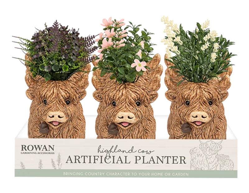 Wholesale Artifical Plant in Highland Cow Planter CDU Wholesale Artifical Plant in Highland Cow Planter CDU