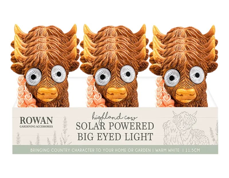 Wholesale Solar Powered Big Eyed Highland Cow 11.5cm CDU Wholesale Solar Powered Big Eyed Highland Cow 11.5cm CDU