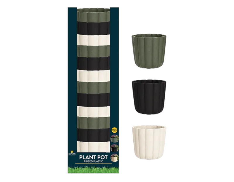 Plastic Ribbed Plant Pot 16cm CDU Plastic Ribbed Plant Pot 16cm CDU