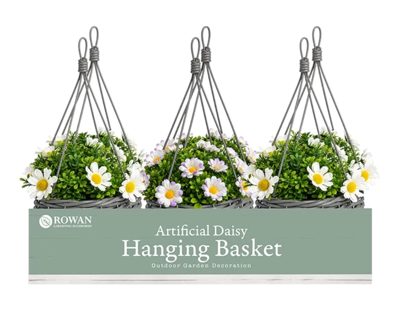 Wholesale Artificial Mini Daisy Hanging Basket 32cm CDU Wholesale Artificial Mini Daisy Hanging Basket 32cm CDU