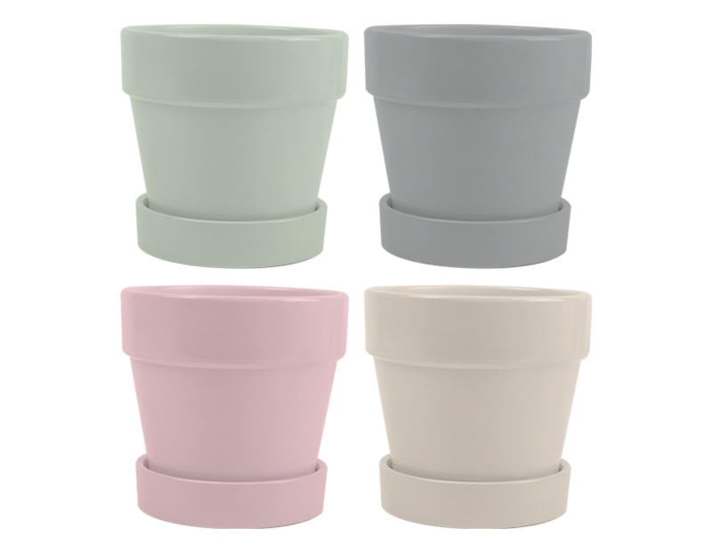 Wholesale Bright Ceramic Plant Pot & Saucer Wholesale Bright Ceramic Plant Pot & Saucer