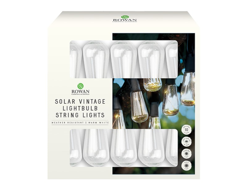 Wholesale 10 solar vintage light bulb string lights warm white | Gem imports Ltd Wholesale 10 solar vintage light bulb string lights warm white | Gem imports Ltd