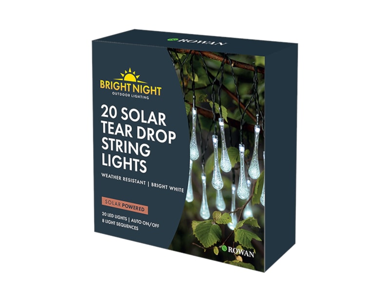Wholesale Tear Drop Solar String Lights Bright White Wholesale Tear Drop Solar String Lights Bright White