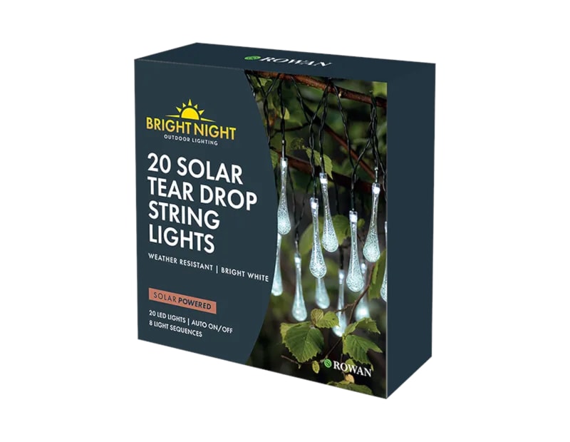 Wholesale Tear Drop Solar String Lights Bright White Wholesale Tear Drop Solar String Lights Bright White