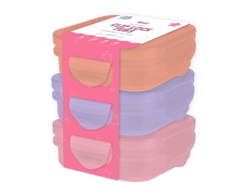 Wholesale Girls Clip Lock Tubs 3pk Wholesale Girls Clip Lock Tubs 3pk