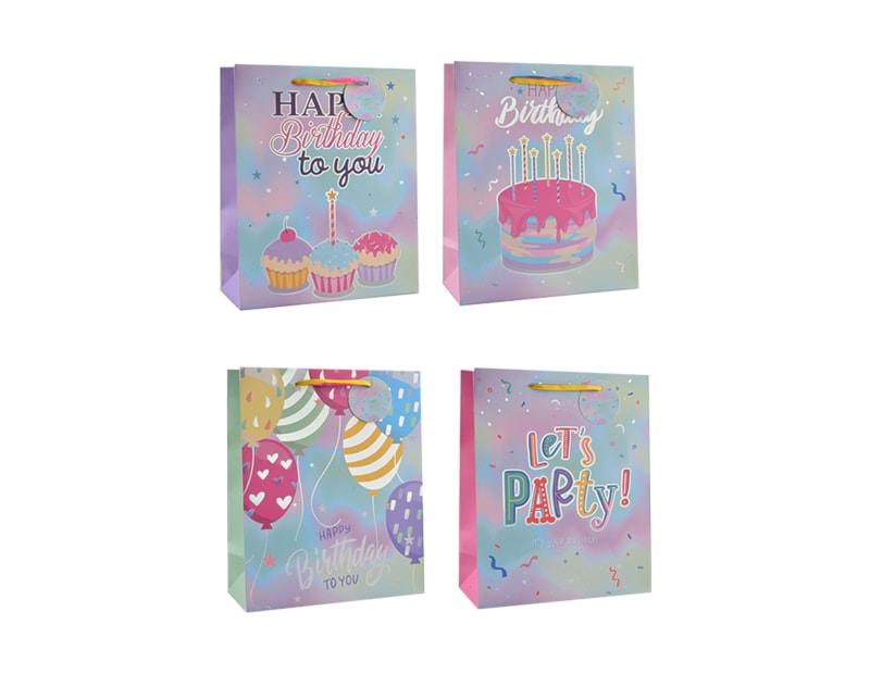 Wholesale Girls Foiled Birthday Medium Gift Bag 26x32x12cm Wholesale Girls Foiled Birthday Medium Gift Bag 26x32x12cm