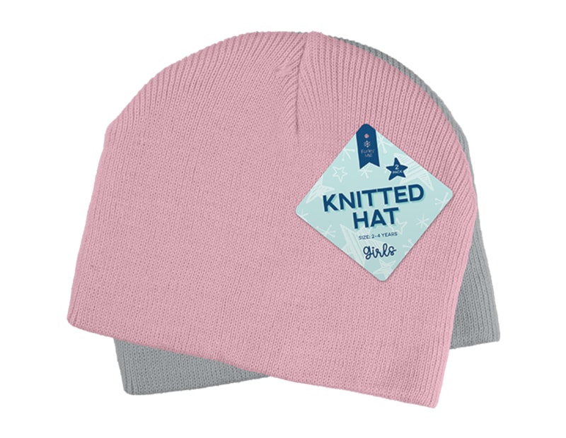 Wholesale Girls Knitted Hat 2pk Asstd Sizes Wholesale Girls Knitted Hat 2pk Asstd Sizes