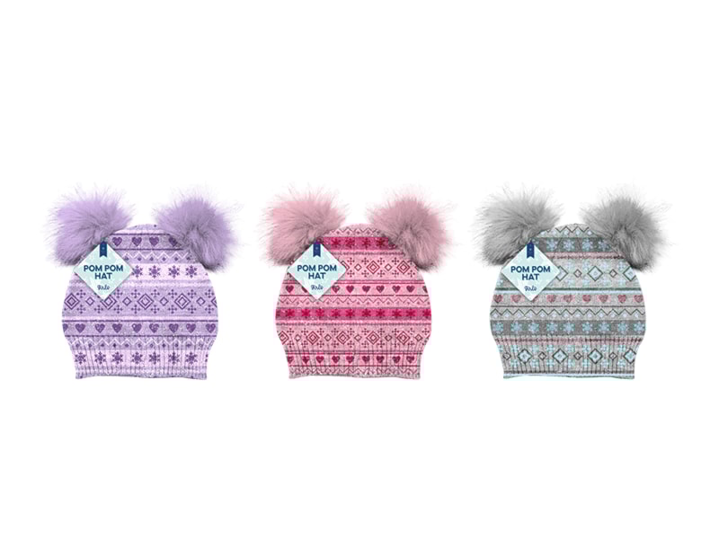 Wholesale Girls Lurex Pom Pom Trim Hat Wholesale Girls Lurex Pom Pom Trim Hat