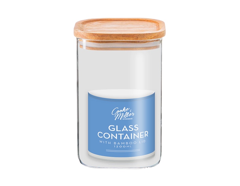 Wholesale Glass Container with Bamboo Lid 1200ml Wholesale Glass Container with Bamboo Lid 1200ml