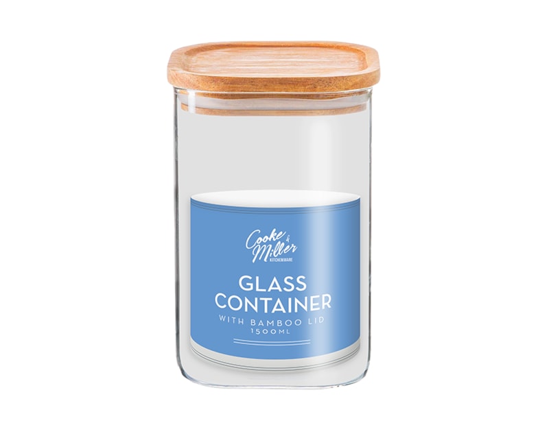 Wholesale Glass Container with Bamboo Lid 1500ml Wholesale Glass Container with Bamboo Lid 1500ml