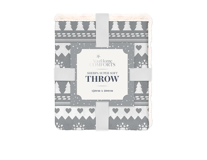 Wholesale Grey Printed Sherpa Backing Throw 150x200cm Wholesale Grey Printed Sherpa Backing Throw 150x200cm