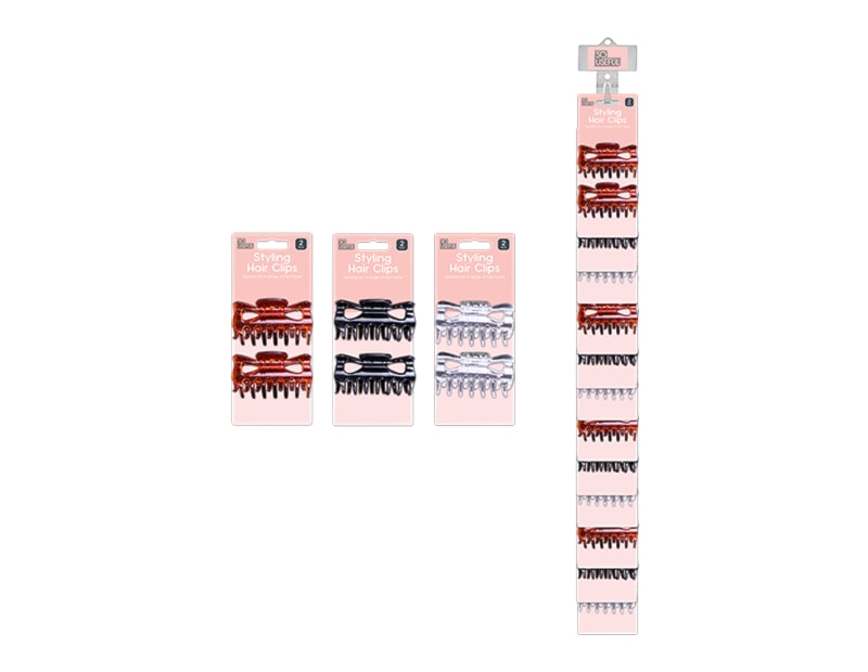 Wholesale Hair Claw Clips 2pk With Clip Strip Wholesale Hair Claw Clips 2pk With Clip Strip