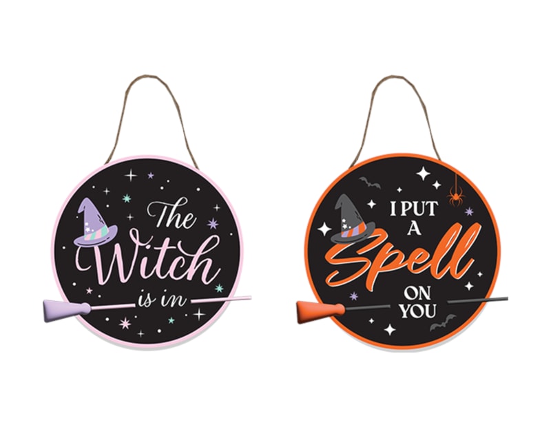 Wholesale Hanging Witch Plaque with Broomstick Wholesale Hanging Witch Plaque with Broomstick