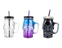 Wholesale Skull Jar with Lid and straw Wholesale Skull Jar with Lid and straw