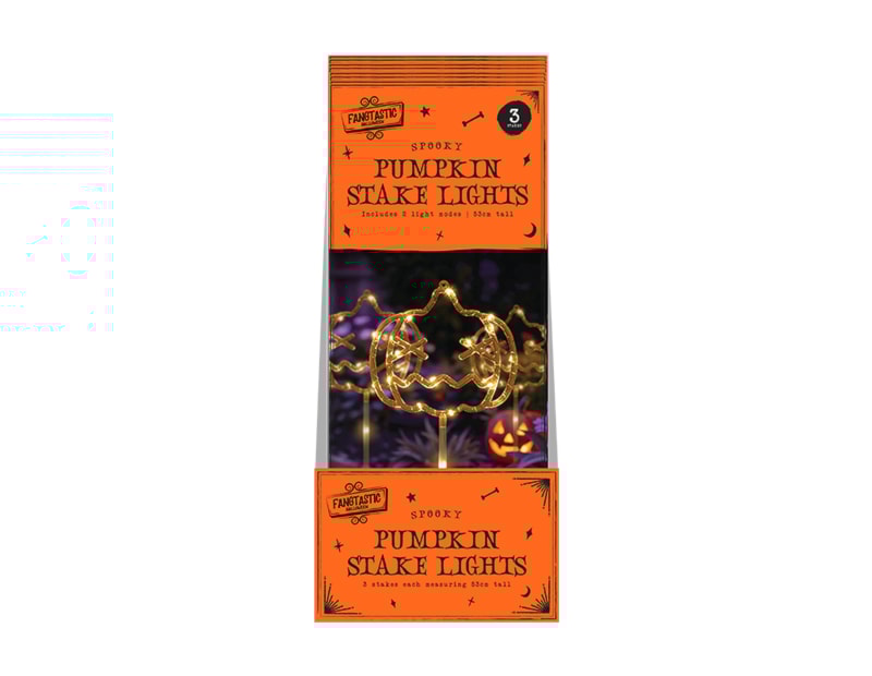 Wholesale Halloween Light Up Pumpkin Stakes 3pk CDU Wholesale Halloween Light Up Pumpkin Stakes 3pk CDU