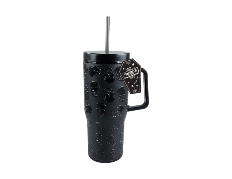 Wholesale Halloween Skull Embossed Cup With Straw 800ml Wholesale Halloween Skull Embossed Cup With Straw 800ml