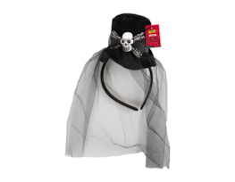 Wholesale Halloween Top Hat & Veil Headband Wholesale Halloween Top Hat & Veil Headband