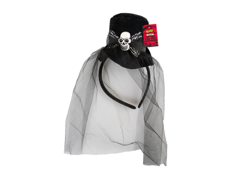 Wholesale Halloween Top Hat & Veil Headband Wholesale Halloween Top Hat & Veil Headband