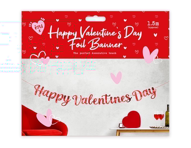 Wholesale Happy Valentines Day Foil Banner 1.5m Wholesale Happy Valentines Day Foil Banner 1.5m
