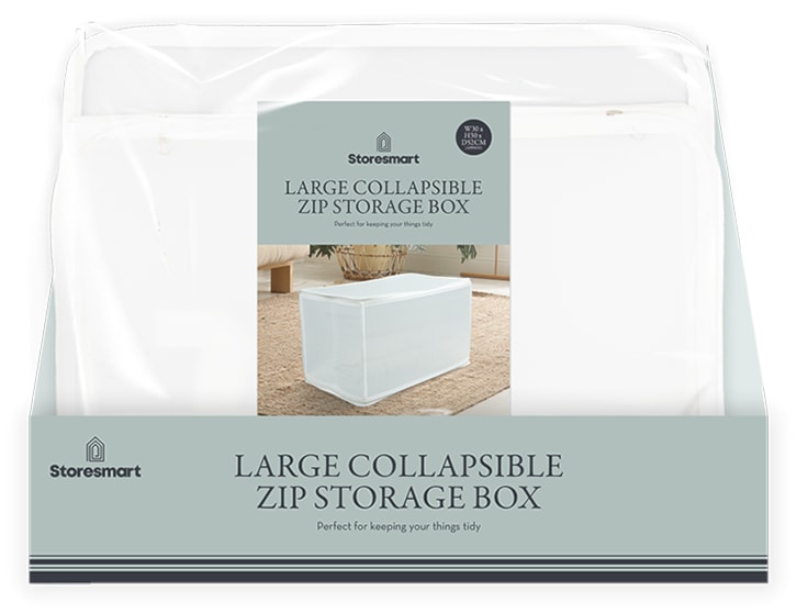 Wholesale Large Collapsible Zip Storage Box 30X52X30CM CDU Wholesale Large Collapsible Zip Storage Box 30X52X30CM CDU