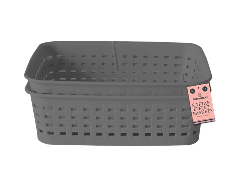 Wholesale Rattan Effect Storage Baskets 2pk Wholesale Rattan Effect Storage Baskets 2pk