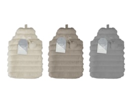 Wholesale Faux Fur Ribbed Hot Water Bottle With Pom Poms 1.7L