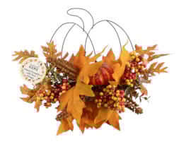 Wholesale Autumnal Hanging Metal Pumpkin with Faux Foliage Wholesale Autumnal Hanging Metal Pumpkin with Faux Foliage